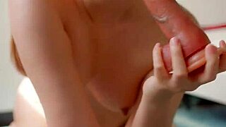 She pounds dildo on mirror for multiple orgasms.