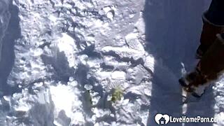 Hot Stepmom Shows Tits And Pees In Snow