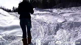 Hot Stepmom Shows Tits And Pees In Snow
