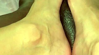 Exhibitionist Footjob Massaging Black Cock With Feet