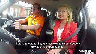 Busty euro publicly rides instructor on backseat