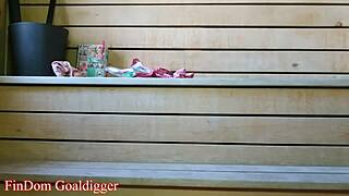 Sissy Balloon Slut Training In Sauna With Blonde Shemale And Lingerie!