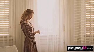 Skinny Blonde Ukrainian Teen Cara Mell Rips Off Sexy White Lingerie!