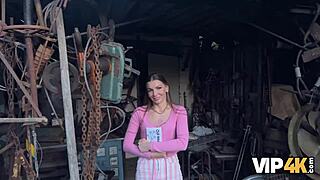 ¡Vip4k Good Fuck In The Backyard With A Debtor In Leather Lingerie!