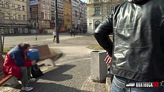 Sarah Kay gets cumshot on big ass outdoors in public