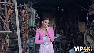 ¡Vip4k Good Fuck In The Backyard With A Debtor In Leather Lingerie!