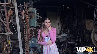 ¡Vip4k Good Fuck In The Backyard With A Debtor In Leather Lingerie!