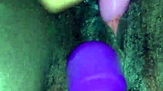 My wife had a creamy ebony orgasm using toys with me