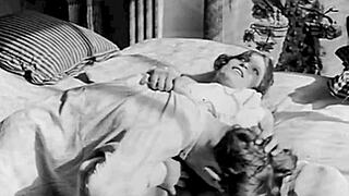 Vintage retro milf with hairy beaver gives blowjob in antique setting