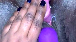 My wife had a creamy ebony orgasm using toys with me