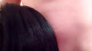 girlfriend gives deepthroat blowjob and swallows cum