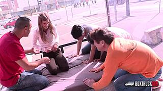 Sarah Kay gets cumshot on big ass outdoors in public