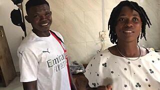 Freestyle sex with sexy ebony maid in kitchen.