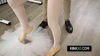 Skinny teen ballerina Myra fucks director in doggystyle for play role