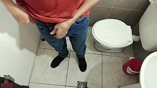Skinny Young Amateur Jerks Off Big Cock in Bathroom for Camera