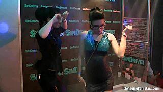 These hot club bitches are all over sucking and fucking in a wild group orgy session