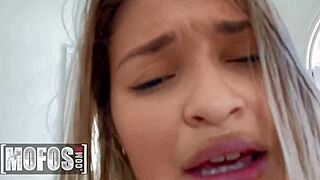 mofos gorgeous babe gizelle blanco rides cock outdoors then spreads cum on pussy