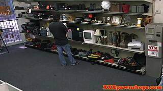 Pawee bent over in doggystyle, sucking broker's cock close up