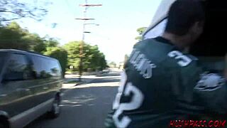 busty blonde megan monroe is out in public, masturbating and giving blowjob to a huge cock