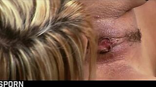 Two blonde girls engage in lesbian sex with dildo