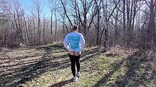 Amateur Milf with Big Tits Gets Fucked Outdoors While Drone Watches Couple