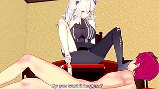 hololive shishiro botan in suggestive cumshot footjob scene