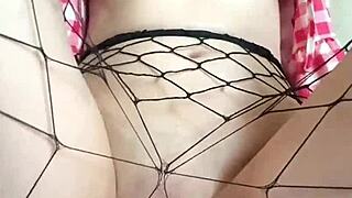 Innocent Girl Plays With Big Dildo Through Pantyhose Until She Cums Hard. Her Skinny Body Shakes With Intense Orgasms.