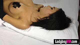 Dude receives luxury Asian ladyboy birthday gift for intense action