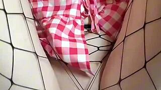 Innocent Girl Plays With Big Dildo Through Pantyhose Until She Cums Hard. Her Skinny Body Shakes With Intense Orgasms.