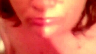 Hot bathtub blowjob and cum on boobs in bathroom