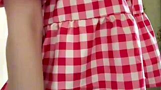 Innocent Girl Plays With Big Dildo Through Pantyhose Until She Cums Hard. Her Skinny Body Shakes With Intense Orgasms.