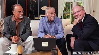 Old gang bang frannkie and the gang tag team a young blonde teen at door