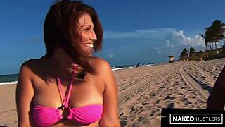 Amazing latina fucking on the sand in miami beach