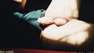 penis gets handjob at sunset by muscular bodybuilder