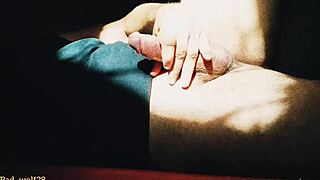 penis gets handjob at sunset by muscular bodybuilder