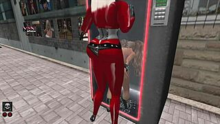Shemale Using Girl In Slut Vendor In Second Life. Gloryhole Action With Cartoon Webcam Elements.