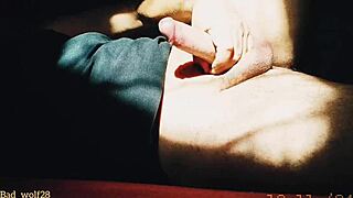 penis gets handjob at sunset by muscular bodybuilder