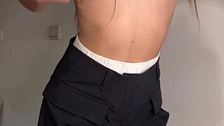 Cute teen with ponytail shows deep dildo in asshole with squirt and gape.