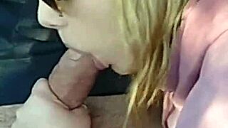 I picked up cute teen for car blowjob. She sucked monster cock outdoor.