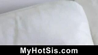 Stepsister tricked into sex with blindfold and big cock!