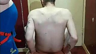 Bisexual enjoys outdoor homemade pegging session.