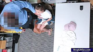 Cute teen theft gives a blowjob and screwed by lp officer