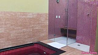 Ts Larissa Albuquerque stretches butthole with big dildo 😏