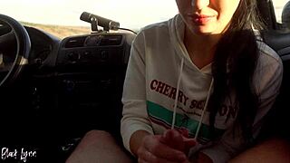 ponytail slut black lynn emptying my balls in the car, brown eyes mouthful long hair liquid lunch moaning handjob amateurs big cock cum teen 18+