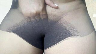 step sister masturbates without panties in transparent pantyhose