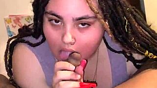 BBW loves feeling the big black cock harden in her mouth before ass fucking