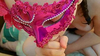 Cute Student Gives Masked Blowjob in Homemade Video