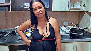 Kitchen Scene with Stepmom and Stepson