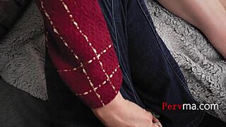 frustrated step mom, a milf craving wild threesome with young guys, blows and fucks them pov in group