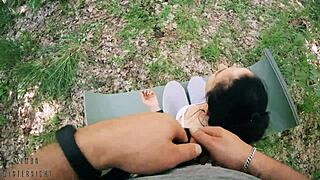 Pov bts freeuse jerking on ponytail brunette during her meditation - huge free use facial